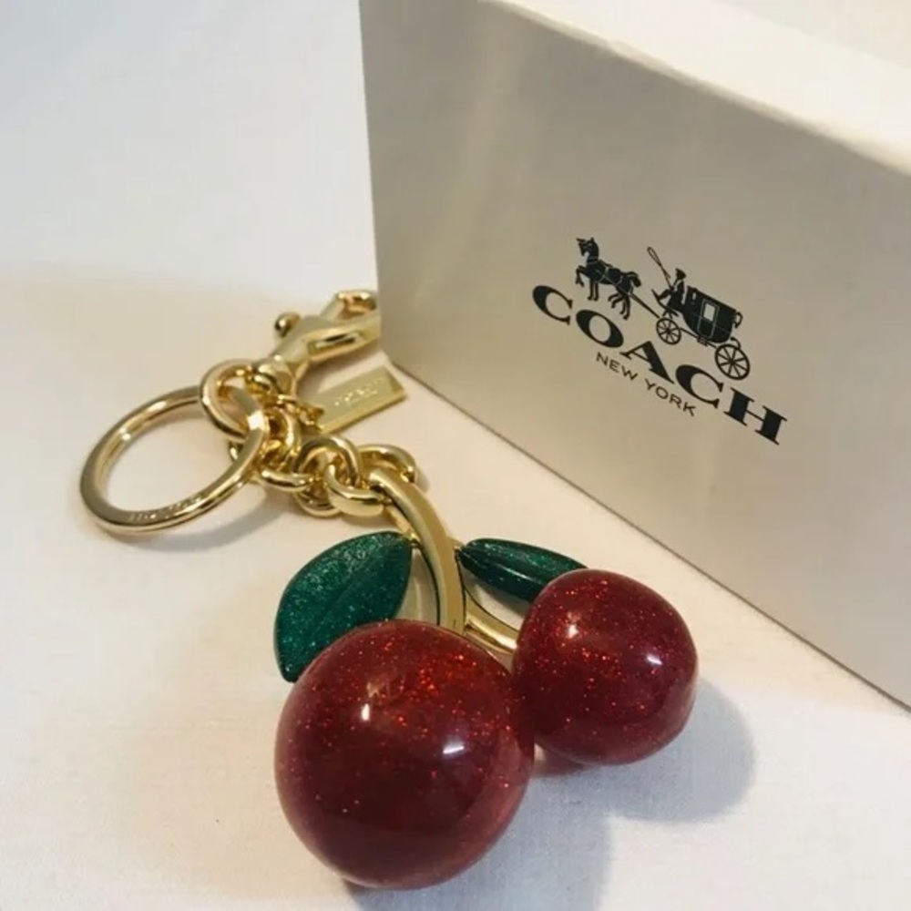 Coach Red Cherry Keychain Bag Charm - Picture 3 of 5